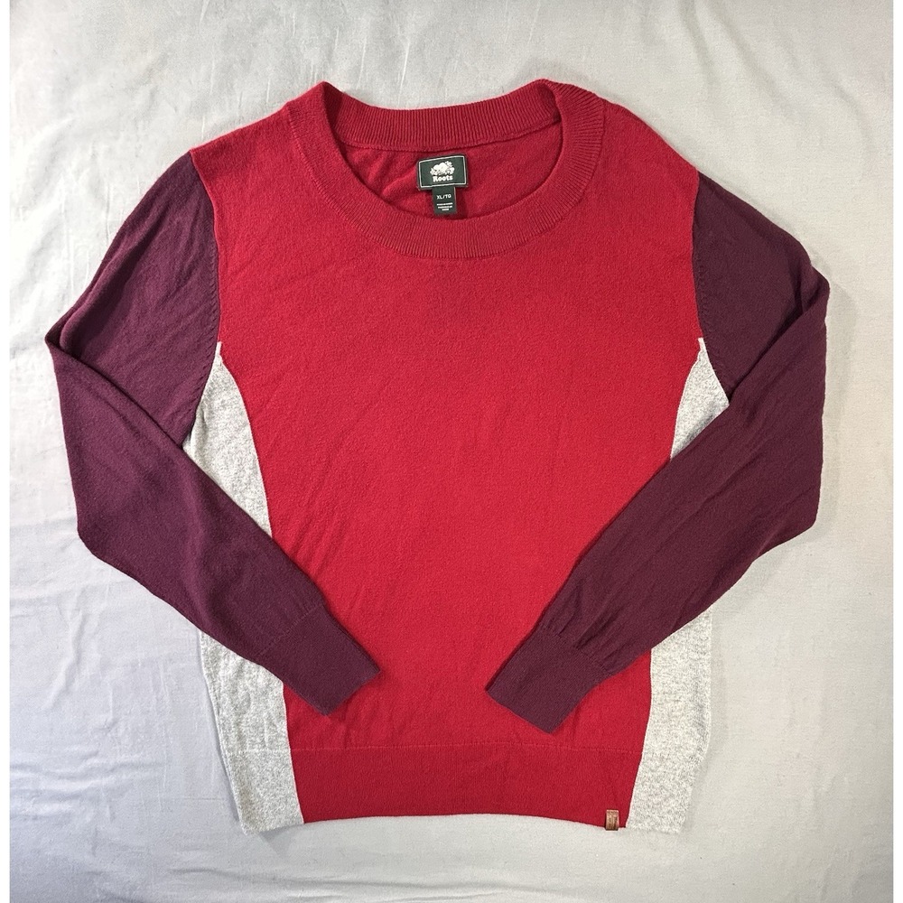 Roots Canada Colorblock Sweater Women's XL 5% Cashmere Long Sleeve